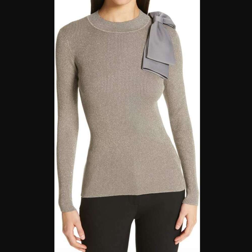 Ted Baker Gray Crew Neck Sweater with Bow Detail